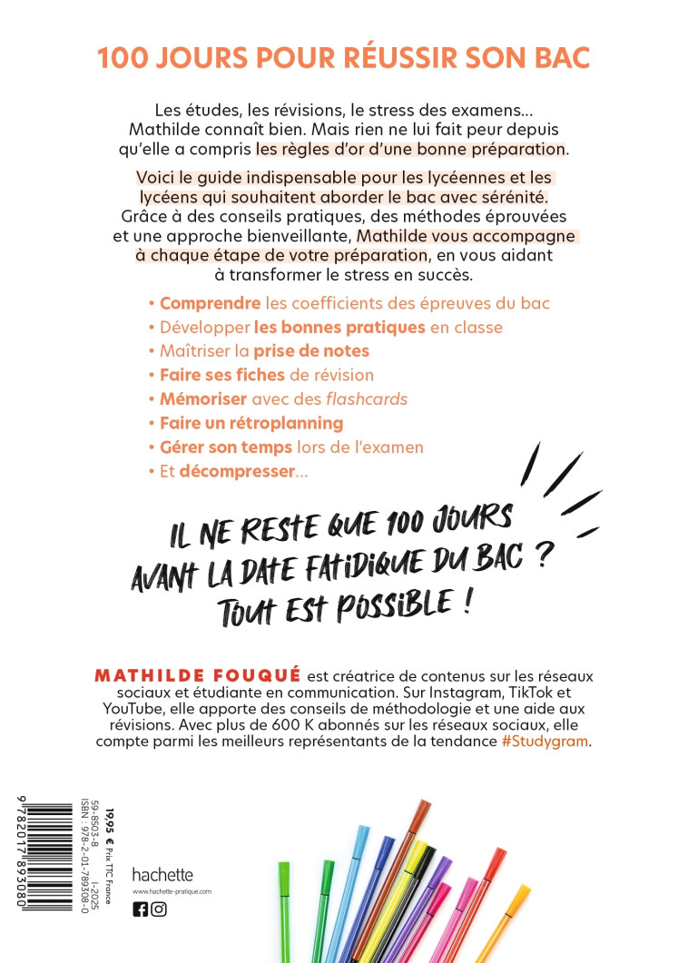 100 jours pour réussir son bac - Mathilde Fouquet - HACHETTE PRAT