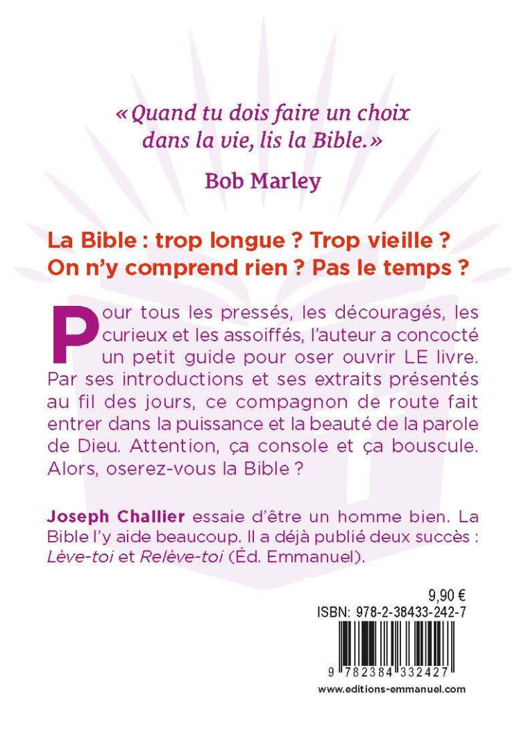 Oser la Bible en 365 jours - Joseph Challier - EMMANUEL