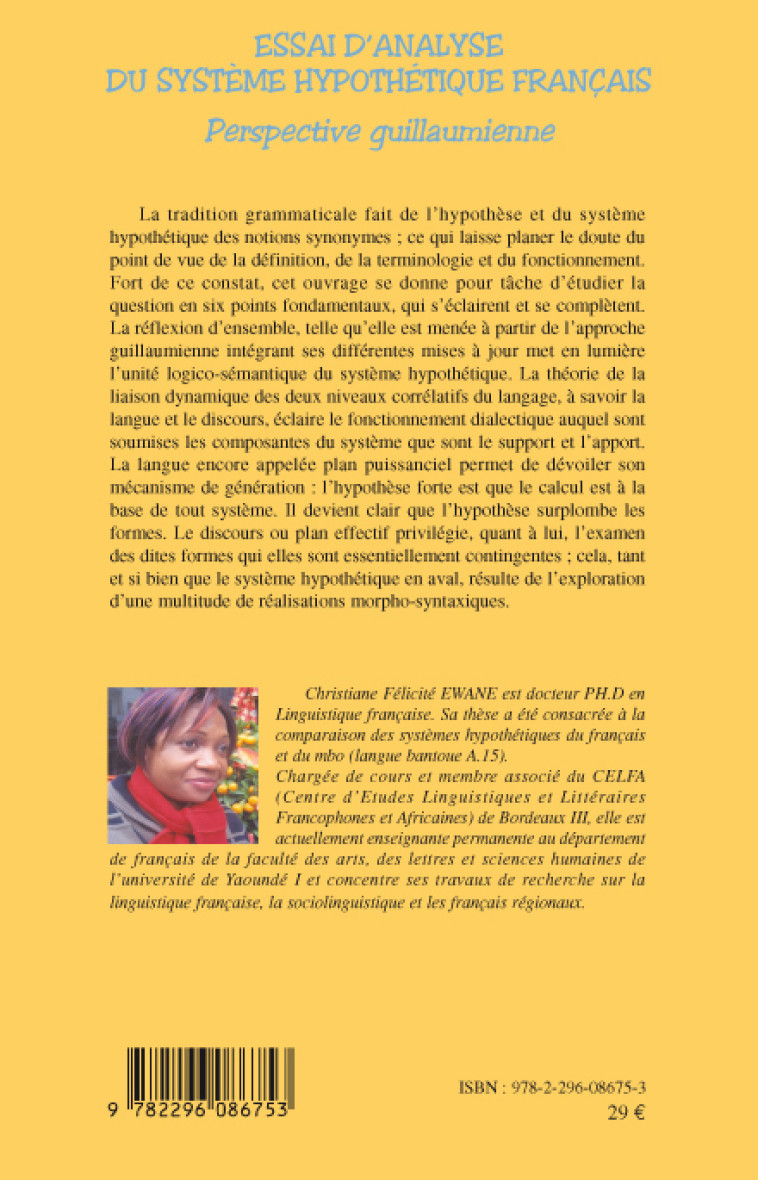 Essai d'analyse du système hypothétique français - Christiane Félicité Ewane - L'HARMATTAN