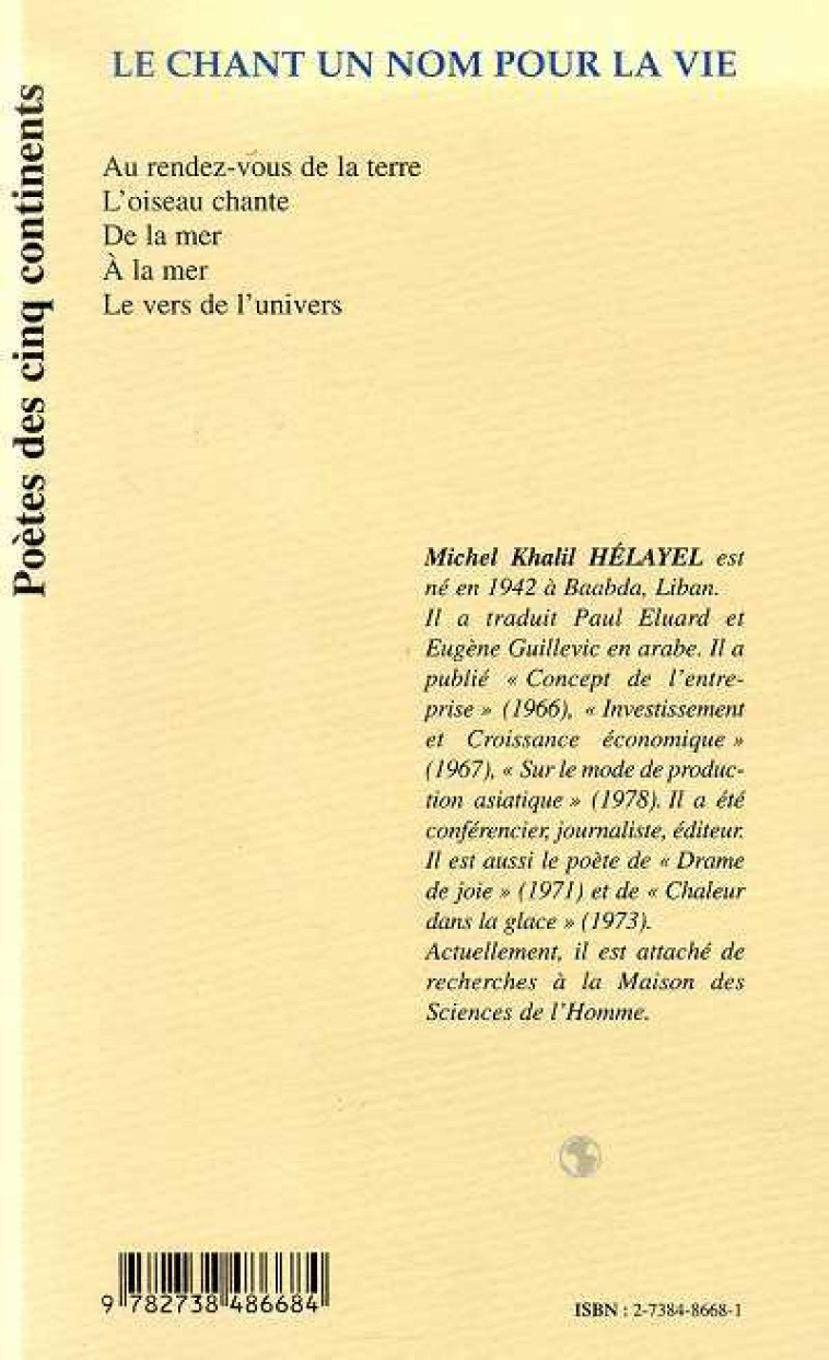LE CHANT UN NOM POUR LA VIE - Michel Khalil Hela Yel - L'HARMATTAN