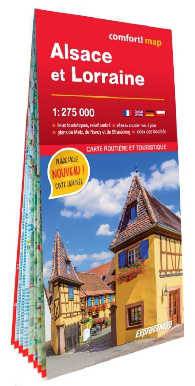 Alsace et Lorraine 1/275.000 (carte grand format laminée) - XXX - EXPRESSMAP