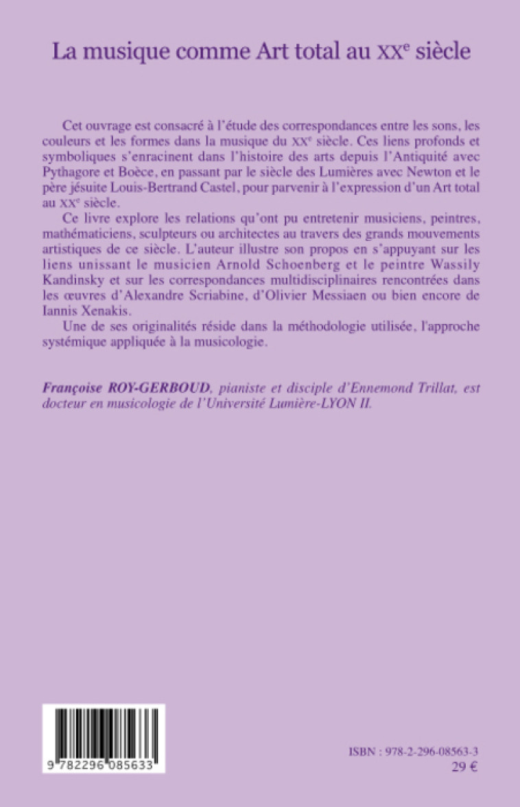 La musique comme Art total au XXe siècle - Françoise Roy-Gerboud - L'HARMATTAN