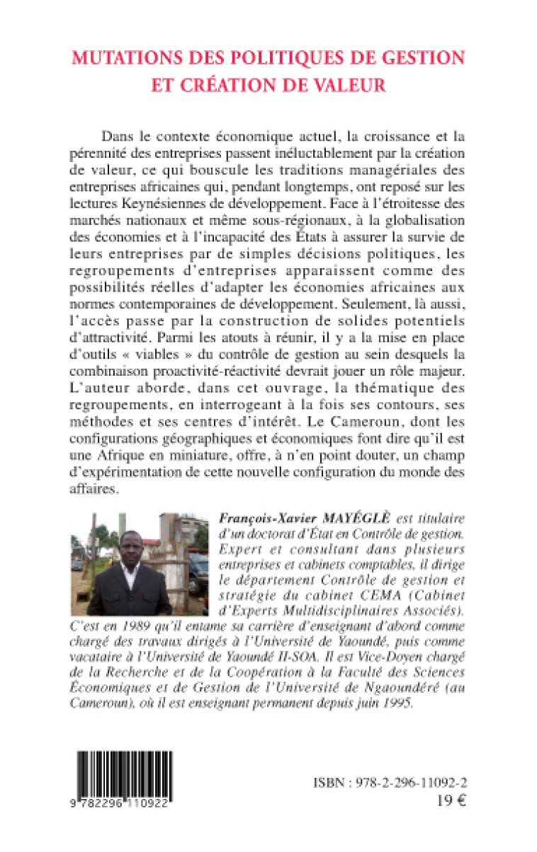 Mutations des politiques de gestion et création de valeur - François-Xavier Mayegle - L'HARMATTAN