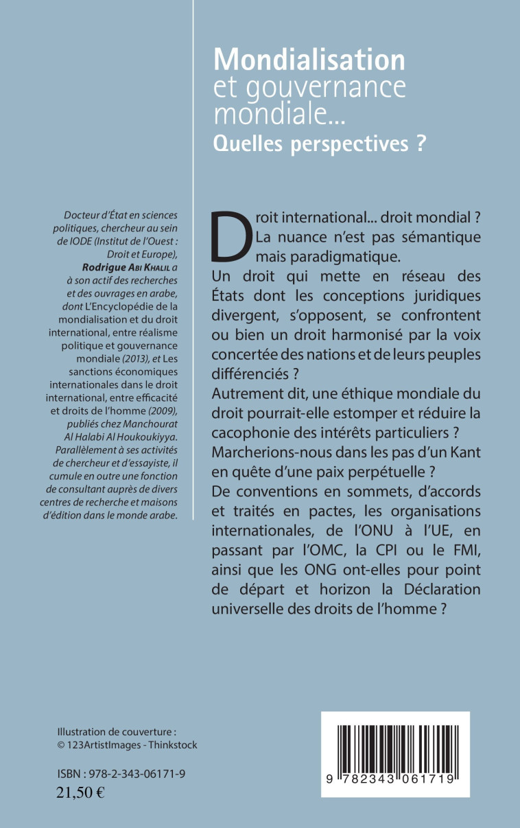 Mondialisation et gouvernance mondiale... - Rodrigue Abi Khalil - L'HARMATTAN