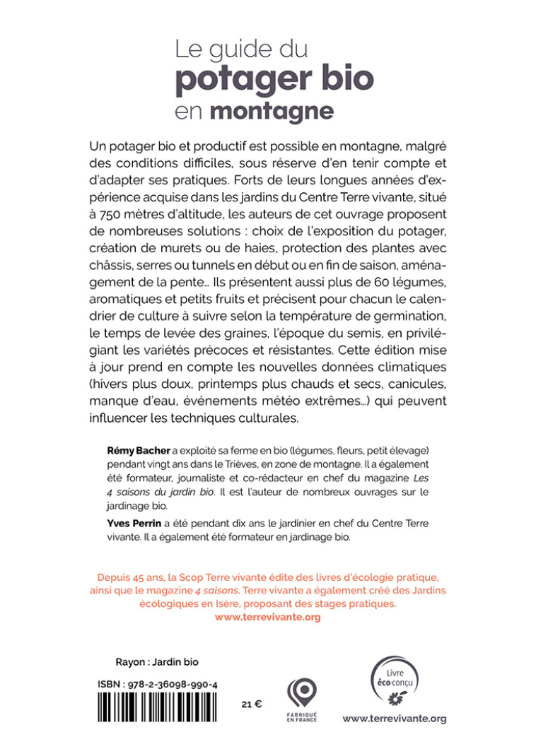 Le guide du potager bio en montagne - Nouvelle édition - REMY BACHER, Yves Perrin - TERRE VIVANTE